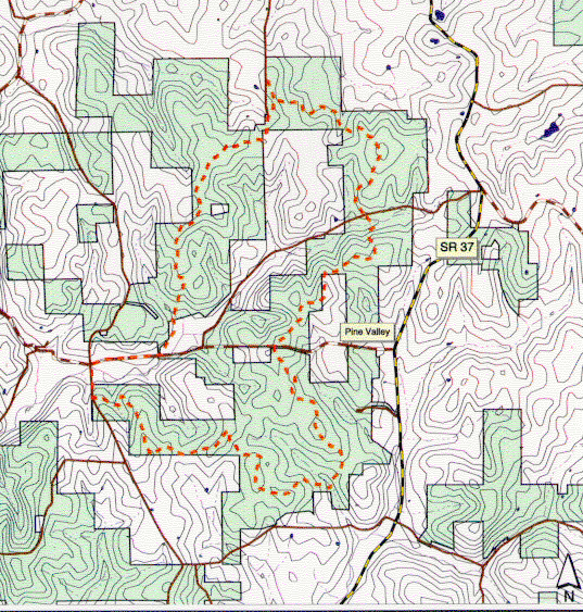 Topographic Map of Youngs Creek Trail