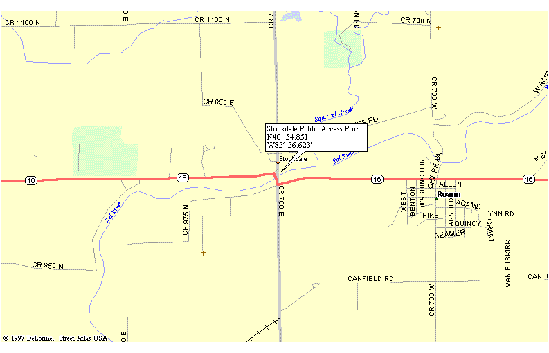 Map to Stockdale public access point on Eel River in Indiana. This is a place where you can park
