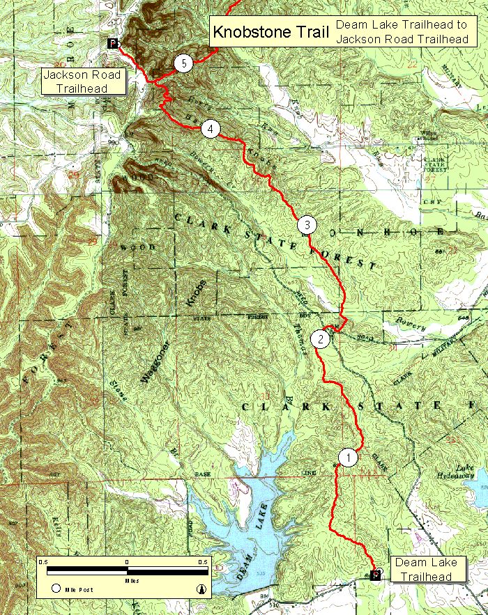 Knobstone Trail Map. Knobstone Trail in Indiana