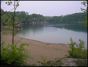 beach and quarry lake at West Boggs Park