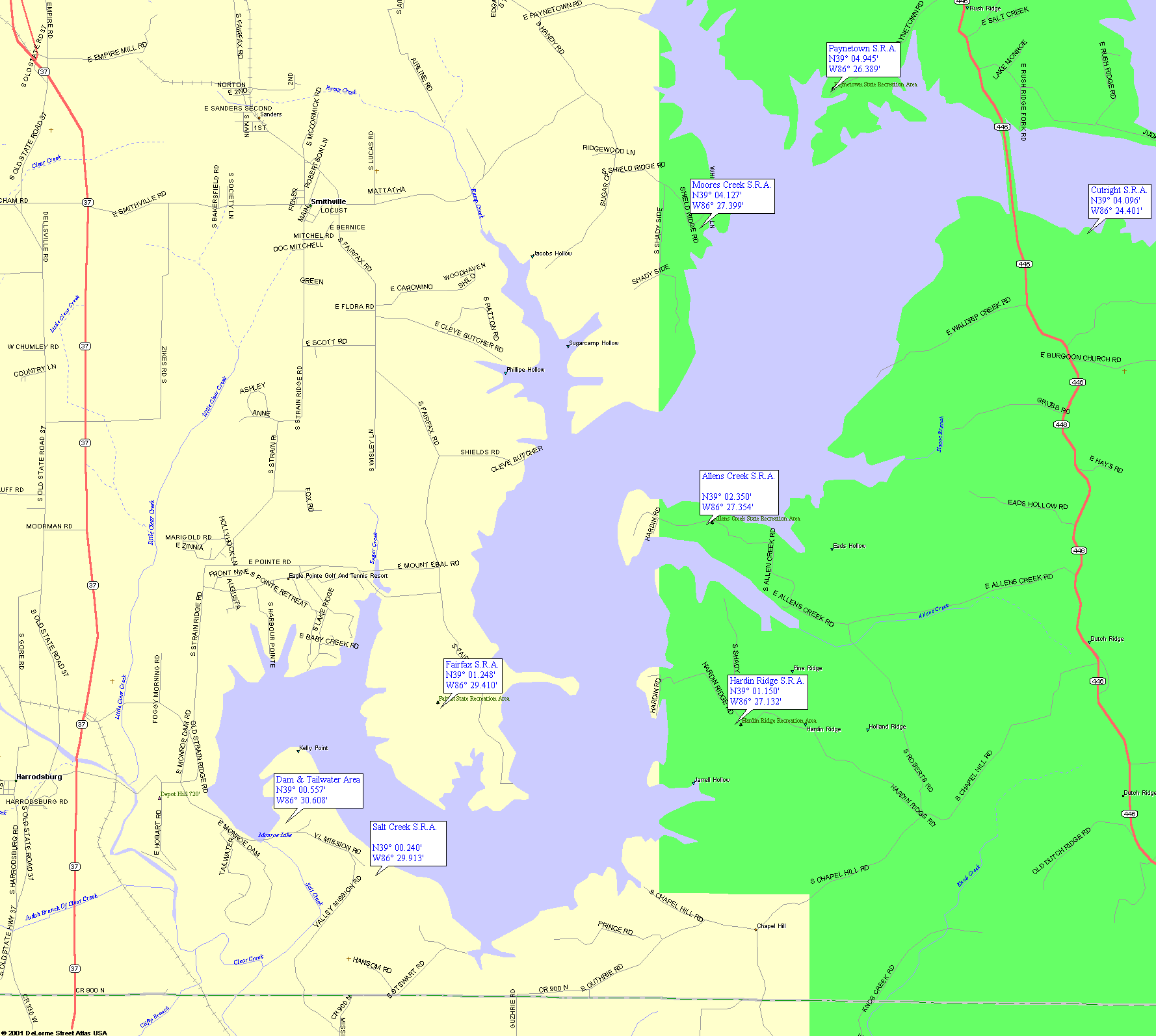 Lake Monroe Indiana Map  Draw A Topographic Map