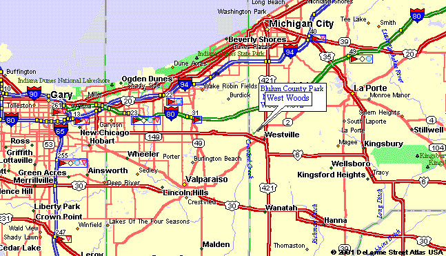 Map To Bluhm County Park Mountain Biking Trails In Westville Indiana