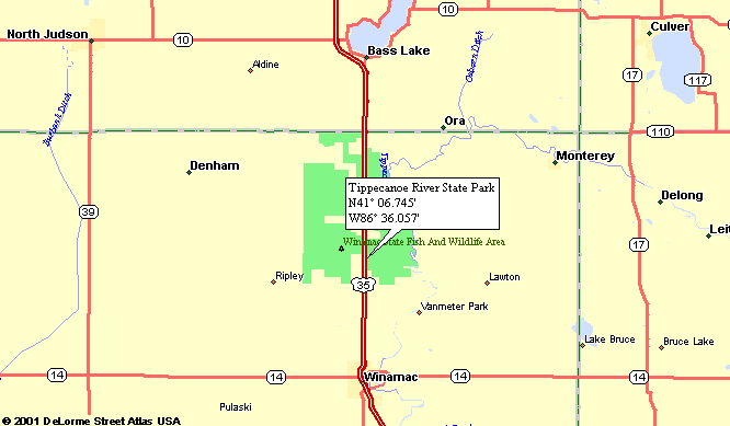 Map to Tippecanoe River State Park