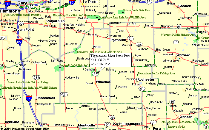 click for close-up map to Tippecanoe River State Park