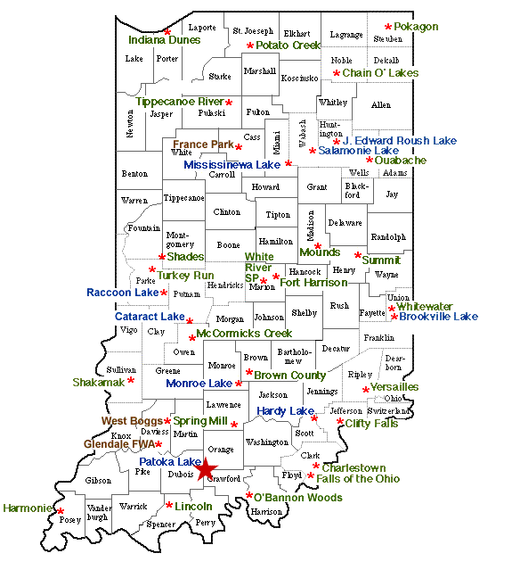 Indiana State Park clickable image map