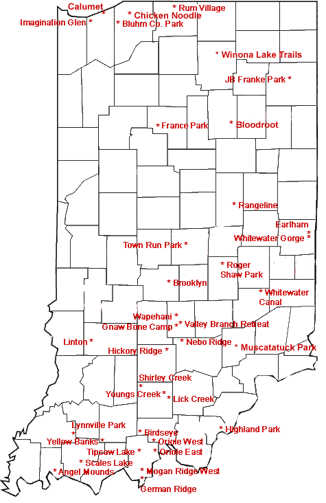 Indiana Mountain Biking Trails Clickable Image Map